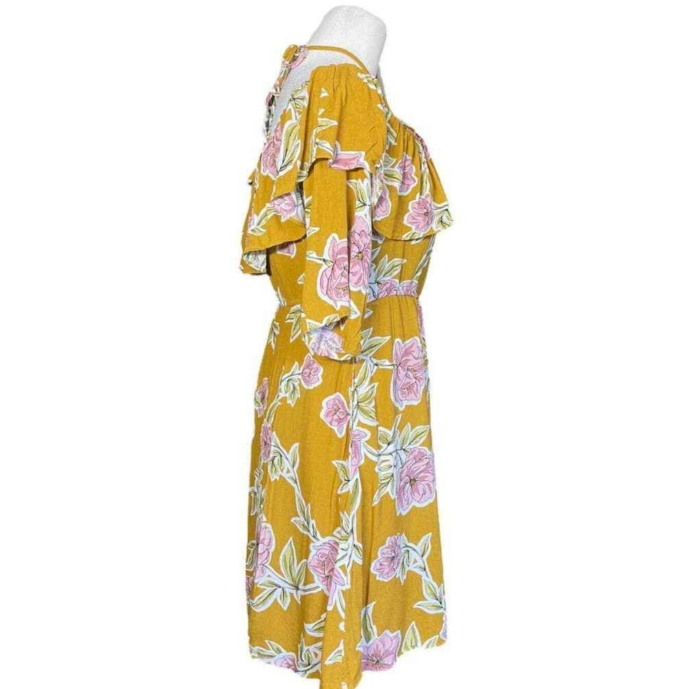 Revolve Mini Dress Size Large Yellow Cold Shoulder Cupcakes & Cashmere NWT - Picture 3 of 12